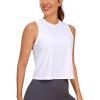 imageCRZ YOGA Pima Cotton Cropped Tank Tops for Women Soft High Neck Crop Workout Top Athletic Yoga Basic Sleeveless ShirtsWhite