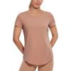 imageCRZ YOGA Pima Cotton Womens Short Sleeve Shirt Loose Yoga TShirt Casual Tee TopMocha Mousse