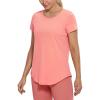 imageCRZ YOGA Pima Cotton Womens Short Sleeve Shirt Loose Yoga TShirt Casual Tee TopPeach Pink