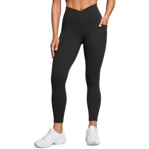 imageCRZ YOGA Butterluxe Womens Crossover Waist Workout Leggings with Pockets 25quot  V Cross High Waist Gym Lounge Yoga PantsBlack