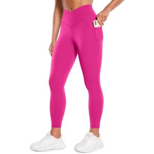 imageCRZ YOGA Butterluxe Womens Crossover Waist Workout Leggings with Pockets 25quot  V Cross High Waist Gym Lounge Yoga PantsHibiscus Purple