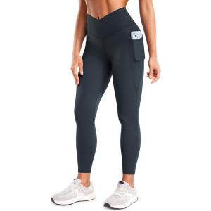 imageCRZ YOGA Butterluxe Womens Crossover Waist Workout Leggings with Pockets 25quot  V Cross High Waist Gym Lounge Yoga PantsTrue Navy