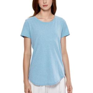 imageCRZ YOGA Pima Cotton Womens Short Sleeve Shirt Loose Yoga TShirt Casual Tee TopHeathered Neptune Blue
