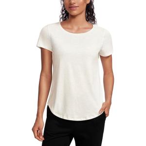 imageCRZ YOGA Pima Cotton Womens Short Sleeve Shirt Loose Yoga TShirt Casual Tee TopIce GreyWhite