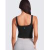 imageCRZ YOGA Womens Butterluxe Double Lined Square Neck Tank Tops Sleeveless Workout Cropped Tight Shirts Fitted Casual Crop TankBlack