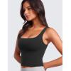 imageCRZ YOGA Womens Butterluxe Double Lined Square Neck Tank Tops Sleeveless Workout Cropped Tight Shirts Fitted Casual Crop TankBlack