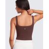 imageCRZ YOGA Womens Butterluxe Double Lined Square Neck Tank Tops Sleeveless Workout Cropped Tight Shirts Fitted Casual Crop TankTaupe