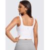 imageCRZ YOGA Womens Butterluxe Double Lined Square Neck Tank Tops Sleeveless Workout Cropped Tight Shirts Fitted Casual Crop TankWhite