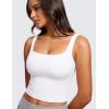 imageCRZ YOGA Womens Butterluxe Double Lined Square Neck Tank Tops Sleeveless Workout Cropped Tight Shirts Fitted Casual Crop TankWhite