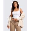 imageCRZ YOGA Womens Butterluxe Double Lined Square Neck Tank Tops Sleeveless Workout Cropped Tight Shirts Fitted Casual Crop TankWhite