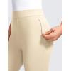 imageCRZ YOGA 4Way Stretch Flare Womens Pants Tall 31quot Dress Work Casual High Waisted Lounge Pants with Zip PocketsTan Milkshake