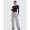 imageCRZ YOGA Lightweight Casual Cargo Pants for Women 30quot Adjustable Ruched Straight Leg Work Travel Workout Athletic Hiking PantDark Chrome