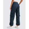 imageCRZ YOGA Lightweight Casual Cargo Pants for Women 30quot Adjustable Ruched Straight Leg Work Travel Workout Athletic Hiking PantInk Blue