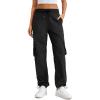imageCRZ YOGA Lightweight Casual Cargo Pants for Women 30quot Adjustable Ruched Straight Leg Work Travel Workout Athletic Hiking PantBlack