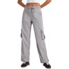imageCRZ YOGA Lightweight Casual Cargo Pants for Women 30quot Adjustable Ruched Straight Leg Work Travel Workout Athletic Hiking PantDark Chrome