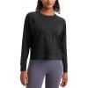 imageCRZ YOGA Lightweight Pullover Sweatshirt for Women Long Sleeve Soft Casual Crewneck Tops Basic Workout Fall Sweat ShirtsBlack
