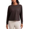 imageCRZ YOGA Lightweight Pullover Sweatshirt for Women Long Sleeve Soft Casual Crewneck Tops Basic Workout Fall Sweat ShirtsHot Fudge Brown