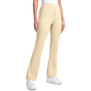 imageCRZ YOGA 4Way Stretch Flare Womens Pants Tall 31quot Dress Work Casual High Waisted Lounge Pants with Zip PocketsTan Milkshake