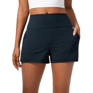 imageCRZ YOGA Butterlift Shorts for Women High Waisted Yoga Casual Lounge Workout Shorts with Pockets LinerlessTrue Navy