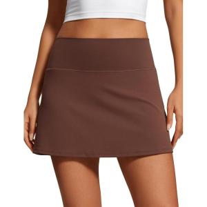 imageCRZ YOGA Butterluxe Skirts for Women High Waisted A Line Tennis Golf Athletic Casual Skorts with PocketsCoffee Brown