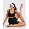 imageCRZ YOGA Butterluxe Womens VNeck Longline Sports Bra  U Back Wireless Yoga Low Impact Padded Crop TopBlack