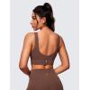 imageCRZ YOGA Butterluxe Womens VNeck Longline Sports Bra  U Back Wireless Yoga Low Impact Padded Crop TopCoffee Brown