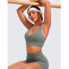 imageCRZ YOGA Butterluxe Womens VNeck Longline Sports Bra  U Back Wireless Yoga Low Impact Padded Crop TopGrey Sage