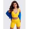 imageCRZ YOGA Butterluxe Womens VNeck Longline Sports Bra  U Back Wireless Yoga Low Impact Padded Crop TopHigh Visibility Yellow