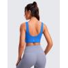 imageCRZ YOGA Butterluxe Womens VNeck Longline Sports Bra  U Back Wireless Yoga Low Impact Padded Crop TopSparkle Blue