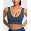 imageCRZ YOGA Butterluxe Womens VNeck Longline Sports Bra  U Back Wireless Yoga Low Impact Padded Crop TopStelindigo