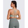 imageCRZ YOGA Womens Butterluxe High Neck Longline Sports Bras  Criss Cross Wireless Padded Workout Crop TopGreen Palm Court