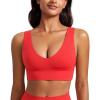 imageCRZ YOGA Butterluxe Womens VNeck Longline Sports Bra  U Back Wireless Yoga Low Impact Padded Crop TopDeep Red