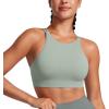 imageCRZ YOGA Womens Butterluxe High Neck Longline Sports Bras  Criss Cross Wireless Padded Workout Crop TopGreen Palm Court