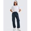 imageCRZ YOGA Lightweight Casual Cargo Pants for Women 30quot Adjustable Ruched Straight Leg Travel Workout Athletic Hiking JoggersInk Blue