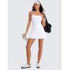 imageCRZ YOGA Womens Butterluxe Tennis Dress Spaghetti Strap Casual Athletic Sports Outfits with Builtin Shorts and BrasWhite