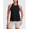imageCRZ YOGA Womens Racerback Yoga Tank Tops High Crewneck Soft Casual Workout Sleeveless Flowy ShirtsBlack