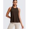 imageCRZ YOGA Womens Racerback Yoga Tank Tops High Crewneck Soft Casual Workout Sleeveless Flowy ShirtsHot Fudge Brown