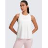 imageCRZ YOGA Womens Racerback Yoga Tank Tops High Crewneck Soft Casual Workout Sleeveless Flowy ShirtsWhite