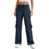 imageCRZ YOGA Lightweight Casual Cargo Pants for Women 30quot Adjustable Ruched Straight Leg Travel Workout Athletic Hiking JoggersInk Blue