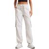 imageCRZ YOGA Lightweight Casual Cargo Pants for Women 30quot Adjustable Ruched Straight Leg Travel Workout Athletic Hiking JoggersMilky White Bone