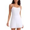 imageCRZ YOGA Womens Butterluxe Tennis Dress Spaghetti Strap Casual Athletic Sports Outfits with Builtin Shorts and BrasWhite