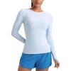 imageCRZ YOGA Womens Cloudweight Long Sleeve Workout Tops Lightweight Athletic Basic Shirts Soft Casual TShirt with Thumb HoleBlue Linen
