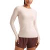 imageCRZ YOGA Womens Cloudweight Long Sleeve Workout Tops Lightweight Athletic Basic Shirts Soft Casual TShirt with Thumb HoleWhite Opal