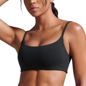 imageCRZ YOGA Butterbreeze Scoop Neck Sports Bras for Women  Spaghetti Straps Wireless Workout Padded Gym Cami TopBlack