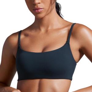 imageCRZ YOGA Butterbreeze Scoop Neck Sports Bras for Women  Spaghetti Straps Wireless Workout Padded Gym Cami TopTrue Navy