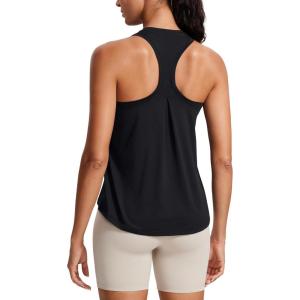 imageCRZ YOGA Womens Racerback Yoga Tank Tops High Crewneck Soft Casual Workout Sleeveless Flowy ShirtsBlack