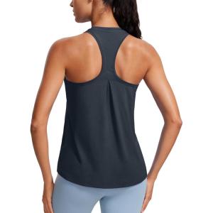 imageCRZ YOGA Womens Racerback Yoga Tank Tops High Crewneck Soft Casual Workout Sleeveless Flowy ShirtsTrue Navy