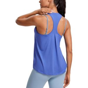 imageCRZ YOGA Womens Racerback Yoga Tank Tops High Crewneck Soft Casual Workout Sleeveless Flowy ShirtsWild Indigo