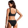 imageCRZ YOGA Womens Scoop Neck Bikini Tops Wide Straps U Back Bathing Suit Swimsuit Push Up Padded Sports BraBlack