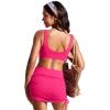 imageCRZ YOGA Womens Scoop Neck Bikini Tops Wide Straps U Back Bathing Suit Swimsuit Push Up Padded Sports BraGranita Pink